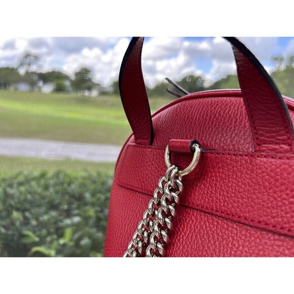 GUCCI  GG SOHO RED PEBBLED CALFSKIN LEATHER CHAIN BACKPACK BAG main image 4
